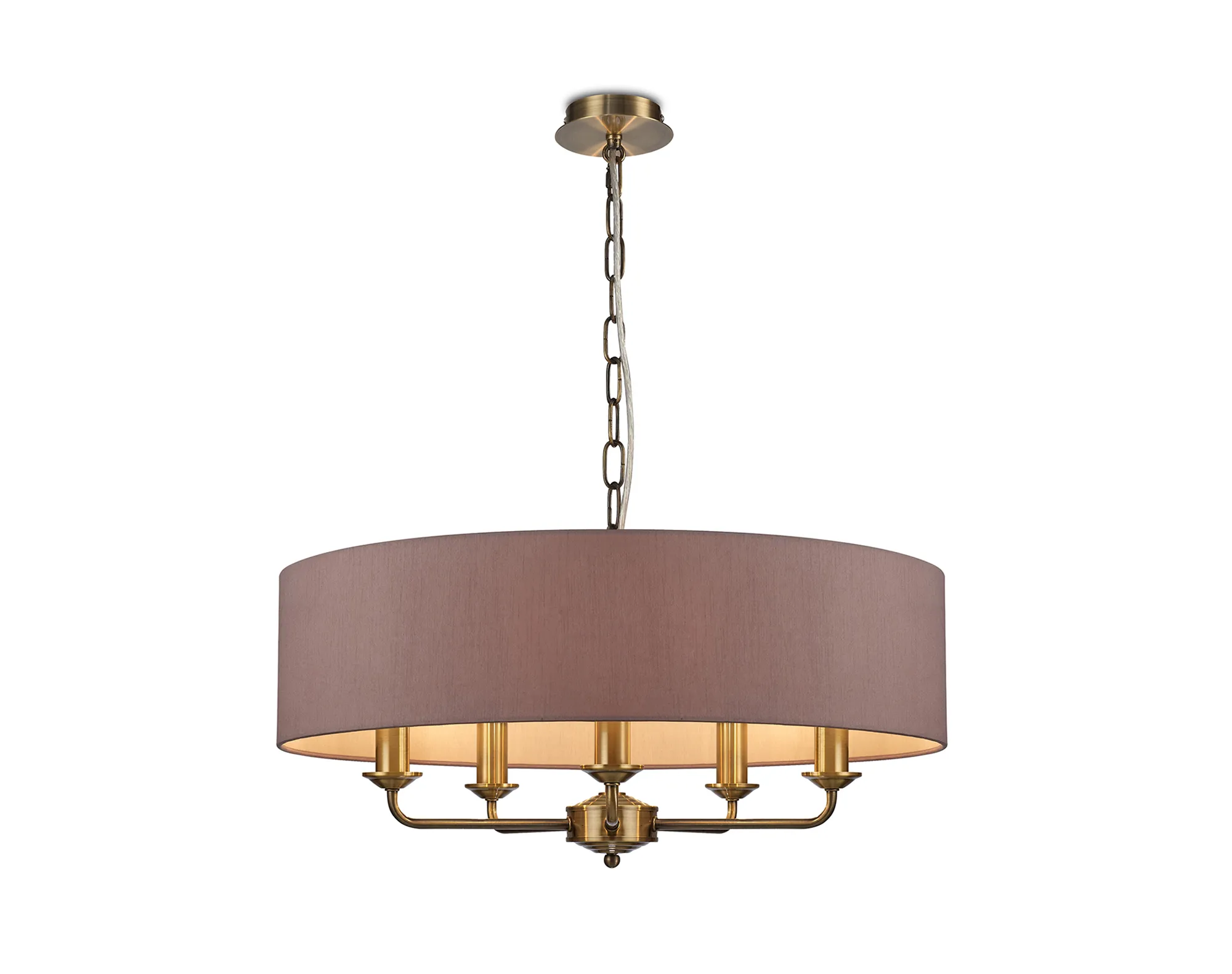 Banyan 60cm 5 Light Pendant Antique Brass; Taupe/Halo Gold